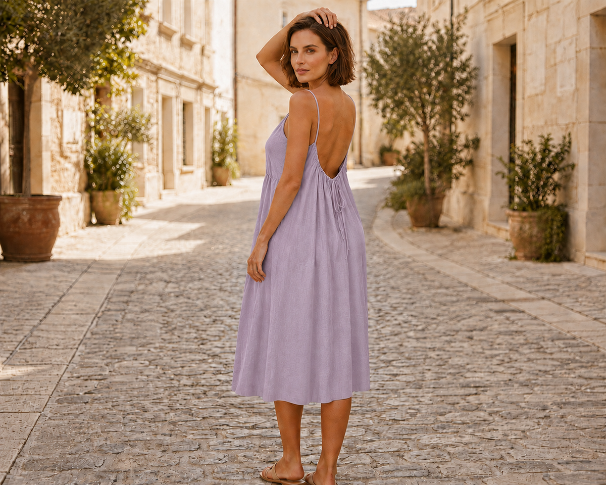 Élia — Robe longue fluide en lin effet soie