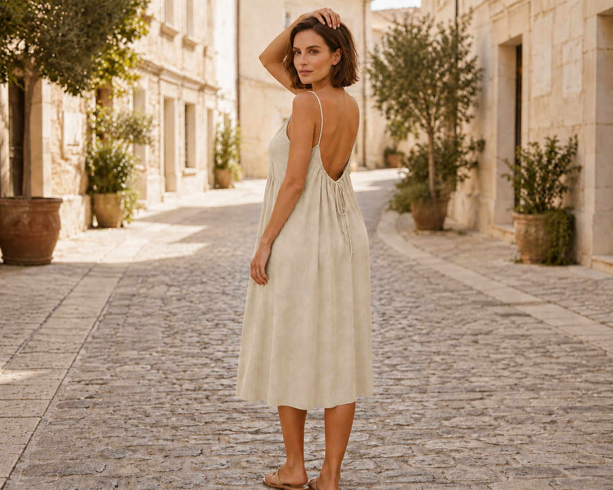 Élia — Robe longue fluide en lin effet soie