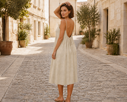 Élia — Robe longue fluide en lin effet soie