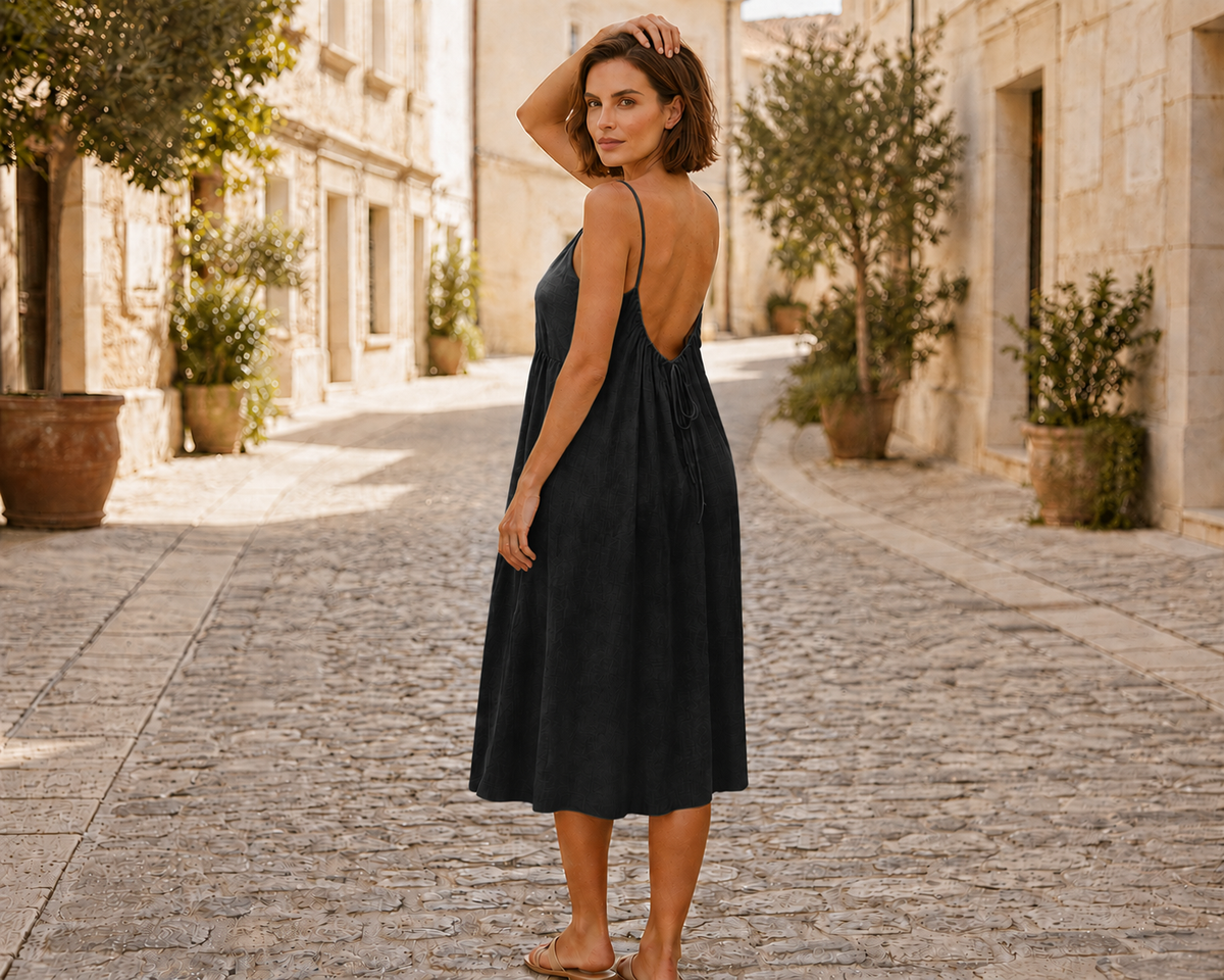 Élia — Robe longue fluide en lin effet soie