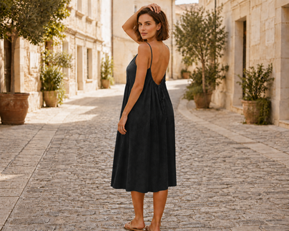 Élia — Robe longue fluide en lin effet soie