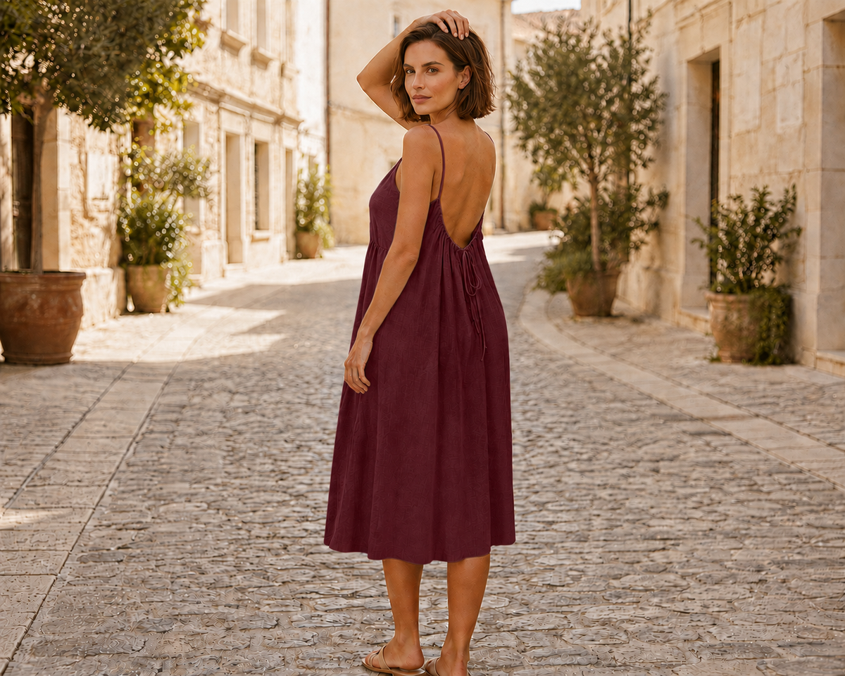 Élia — Robe longue fluide en lin effet soie