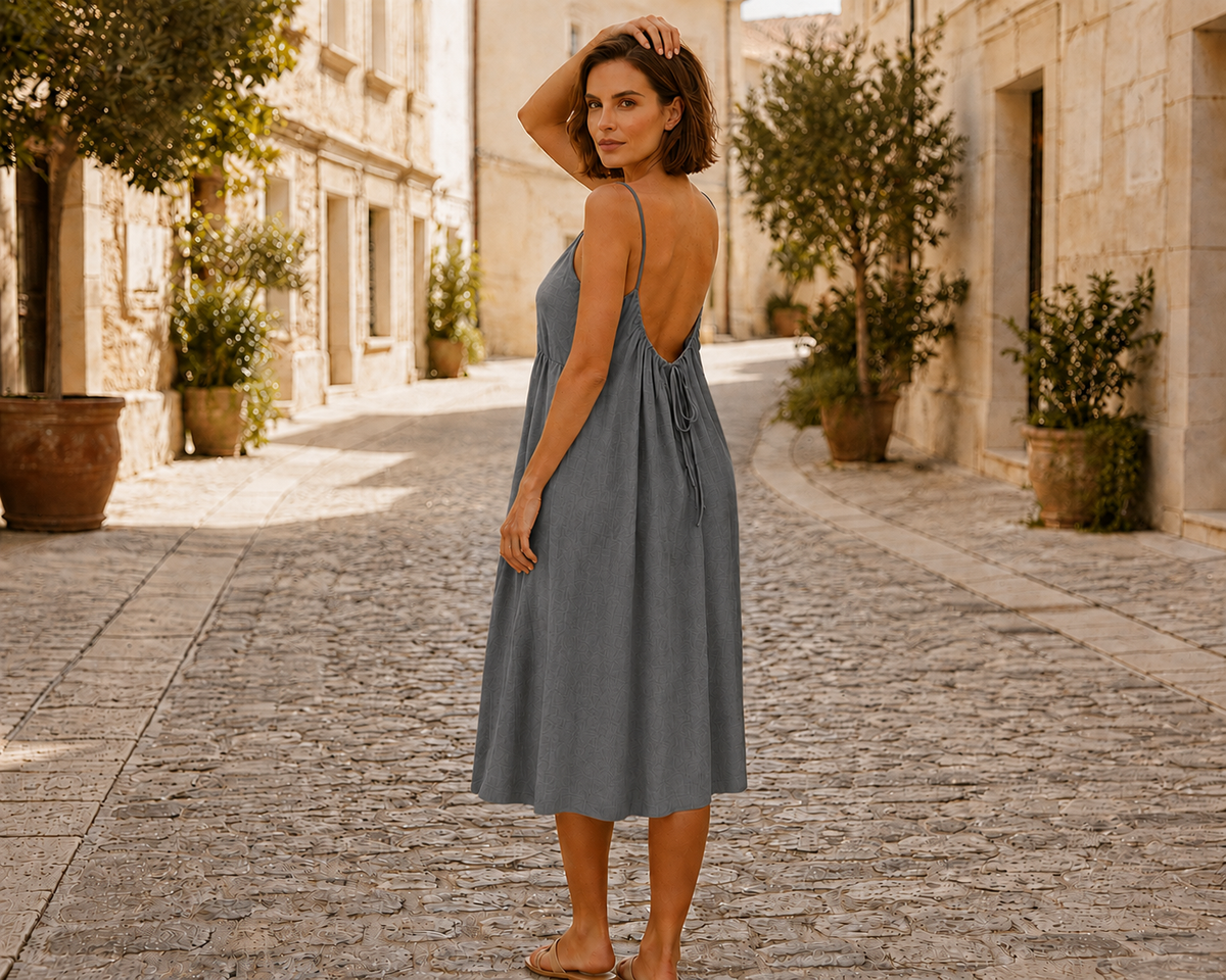 Élia — Robe longue fluide en lin effet soie