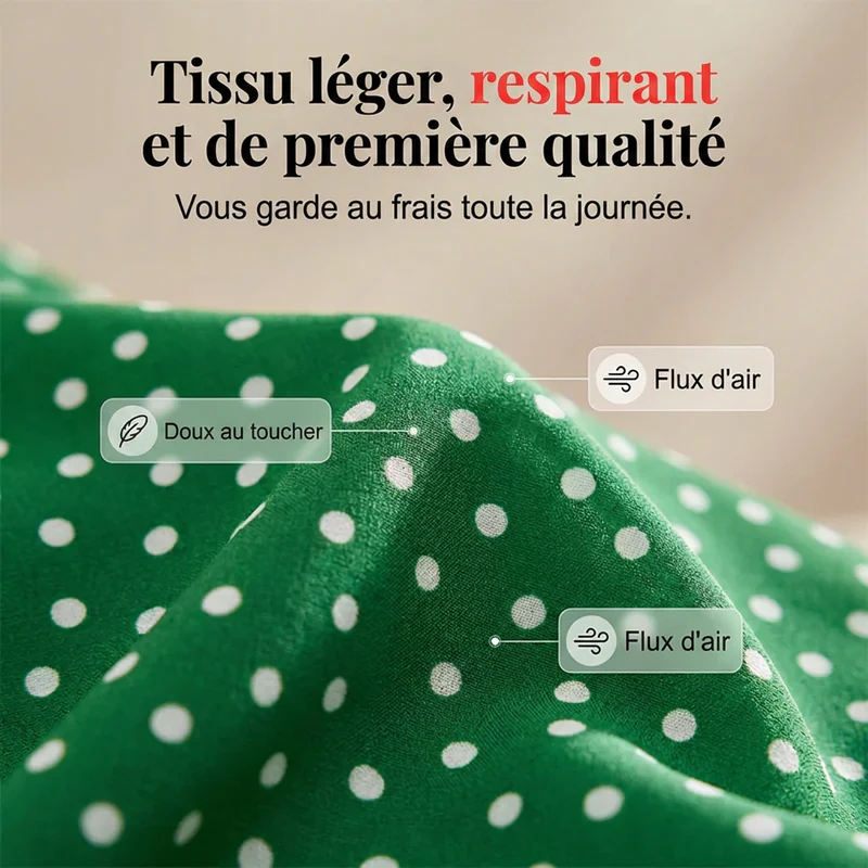 Pantalon large taille haute à pois pour femme